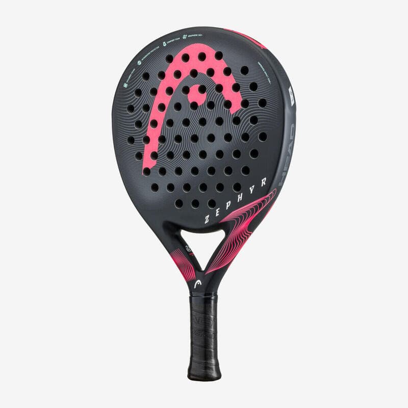 Head Zephyr Padel-Schläger in Dunkelgrau mit pinkem Head-Logo