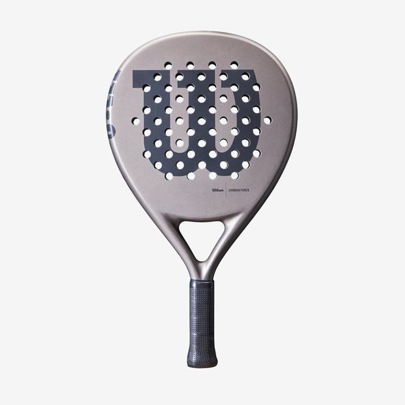 Wilson Carbon Force Padel-Schläger in Champagner-Silber mit dunkelgrauem Wilson-Logo