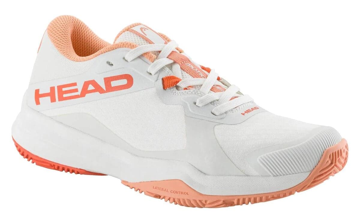 HEAD Motion Team Padel Damen-Padelschuh in Weiß mit korallfarbenen Akzenten